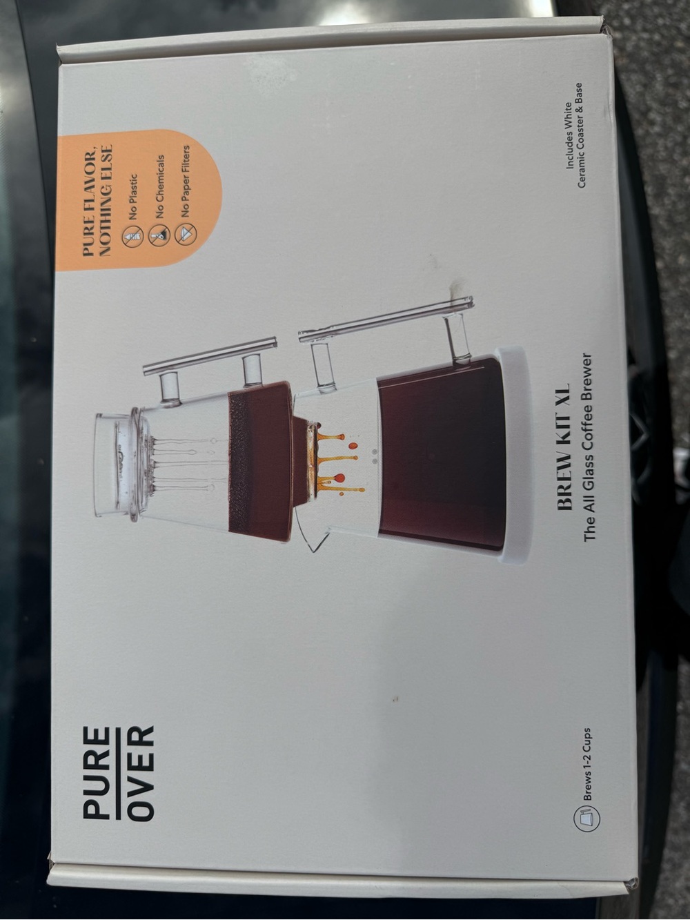 Pure Over Brew Kit XL All-Glass Coffee Brewer in Brown